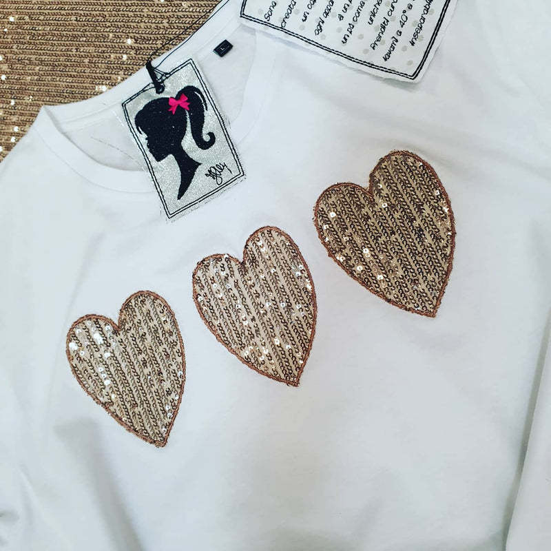 T shirt 3 cuori oro