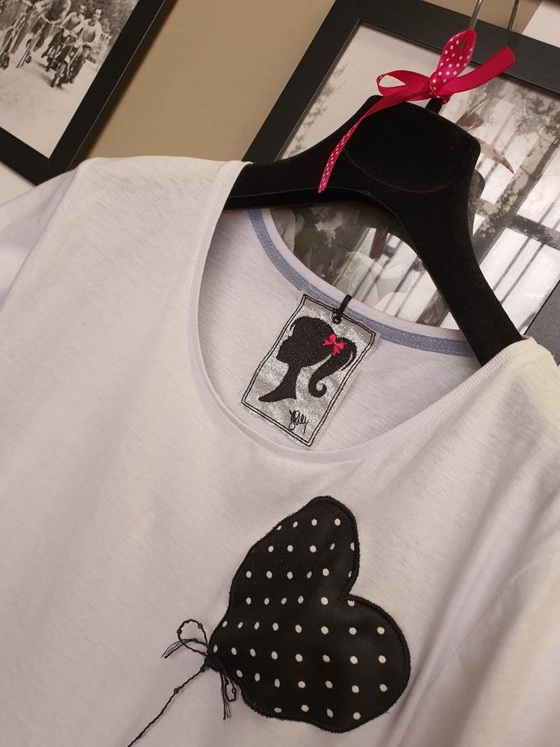 T-shirt cuore pois palloncino